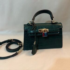 Peta + Jain Dark Green Mini Bag with Gold Accents